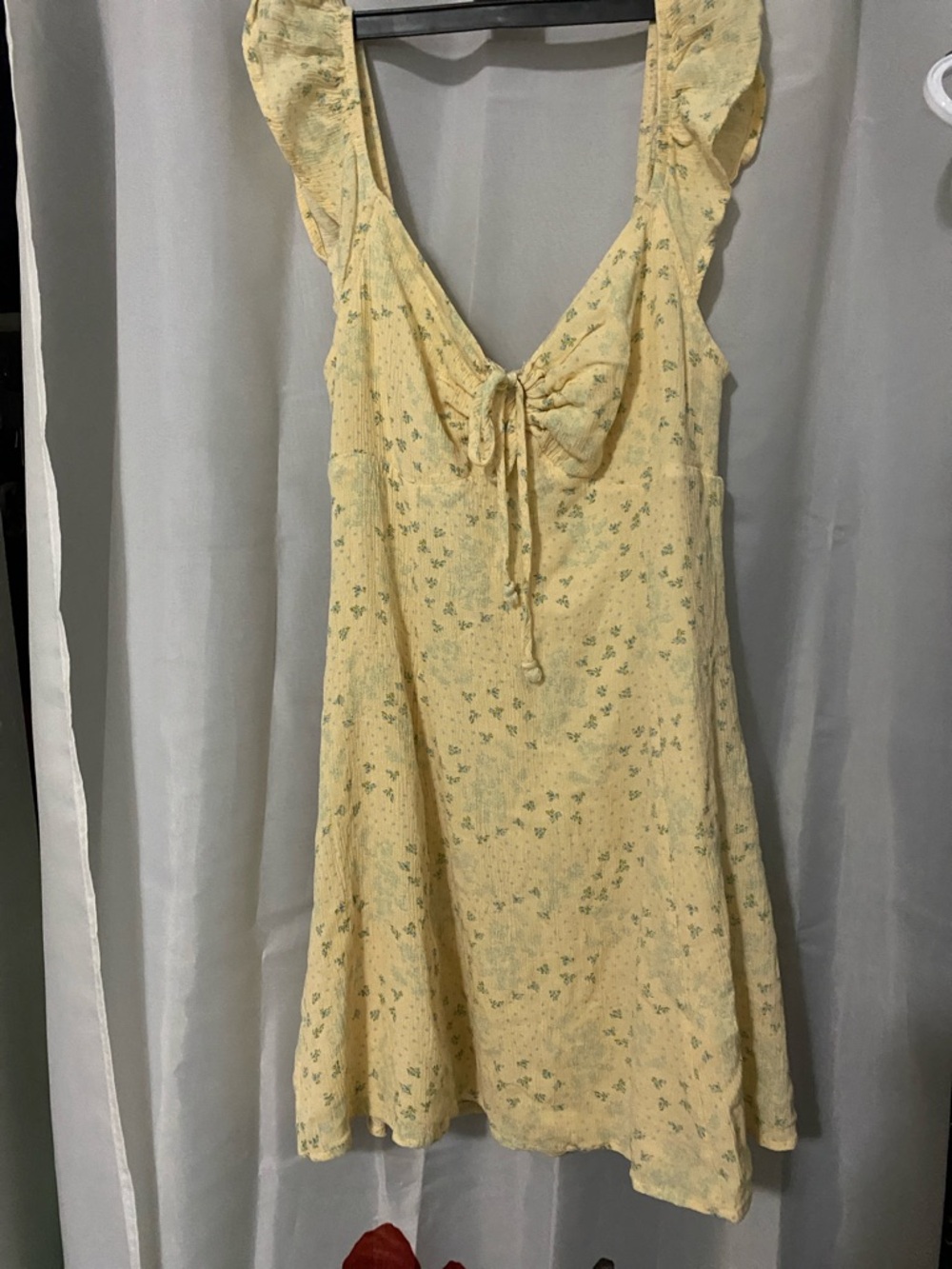 La Hearts Yellow Mini Dress with Blue Floral Print